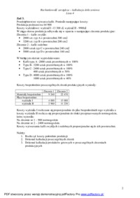 Rachunkowość zarządcza - kalkulacja doliczeniowa