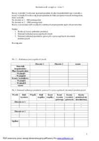 Rachunkowość zarządcza - Zadania - Produkcja w toku