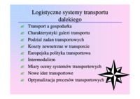 Wykład 10, Logistyczne systemy transportu dalekiego
