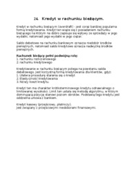 Kredyt w rachunku bieżącym - Rachunek rozliczeniowy