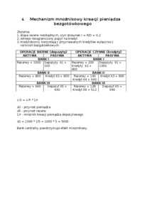 Mechanizm mnożnikowy kreacji pieniądza bezgotówkowego - założenia
