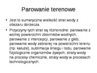 Hydrologia - wykład 8: Parowanie terenowe