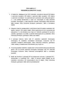 Frekwencje genotypw i alleli - lista zadań 1