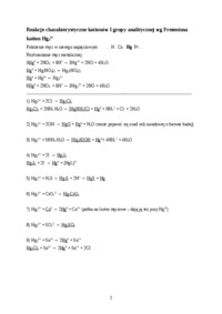 Reakcje charakterystyczne kationów I grupy analitycznej według Freseniusa