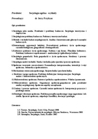 Socjologia ogólna - wykłady