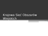 Krajowa Sieć Obszarów Wiejskich- prezentacja