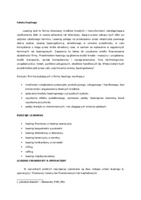 Leasing - istota i rodzaje - Clifing