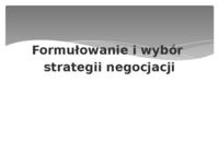 Formułowanie i wybór strategii negocjacji
