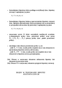 Testowanie hipotez statystycznych - podstawowe pojęcia