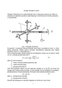 Wyznaczanie momentu bezwładności bryły sztywnej wahadła Oberbecka