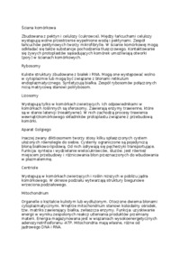 Budowa komórki i funkcje jej składników