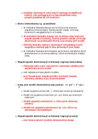 Ekonometria - test - Metoda najmniejszych kwadratów