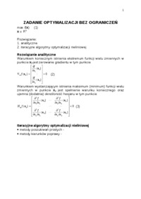 Zadanie optymalizacji bez ograniczeń