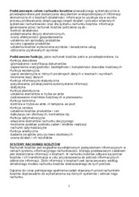 Charakterystyka modeli rachunku kosztów