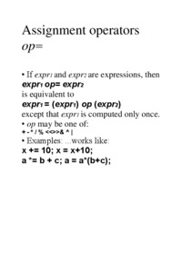 Assignment operators op