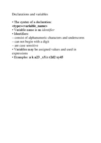 Declarations and variables - examples