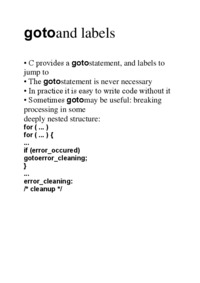 goto and labels  - overview