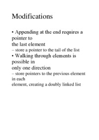 Modifications of list  - overview