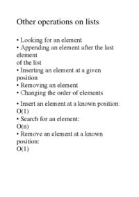 Other operations on lists