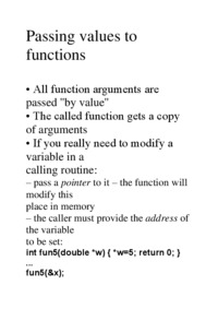 Passing values to functions