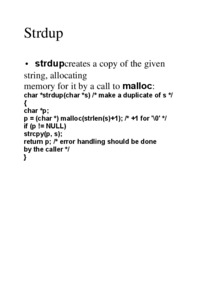 Strdup  - overview