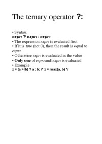 The ternary operator  - overview