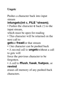 Ungetc  - overview