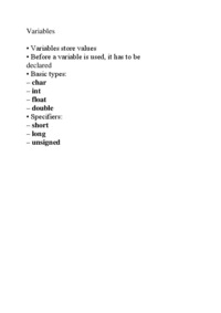 Variables  - overview