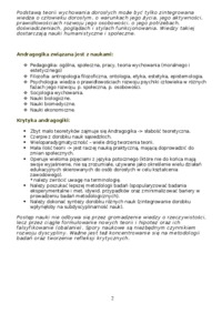 Andragogika- Subdyscypliny pedagogiczne.