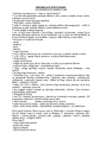 Historia kultury Europy - zafadnienia egzaminacyjne