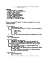 Miejsce geografii fizycznej świata w rozwoju historii nauk geograficznych