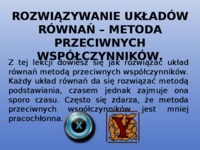 Układy równań - metoda przeciwnych współczynników