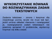 Równania w zadaniach tekstowych 