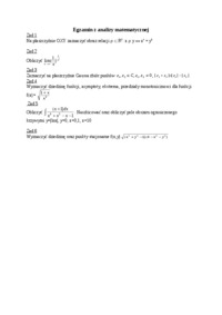 Analiza matematyczna - ćwiczenia i egzamin