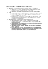 Thomas Luckmann „O granicach świata społecznego”