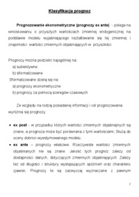 Prognozowanie na podstawie jednorównaniowego modelu ekonometrycznego-Wyklad