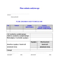 Plan zadania audytowego - wzór