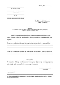 Wniosek o wydanie dyplomu w języku angielskim