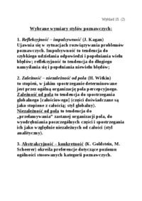 Style poznawcze - wykład nr 15