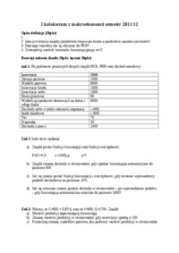 Kolokwium z makroekonomii  - Dochód