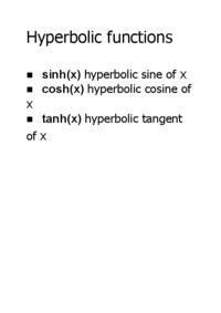 Hyperbolic functions
