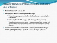 Dochody jednostek samorządu terytorialnego -  Przepisy prawne