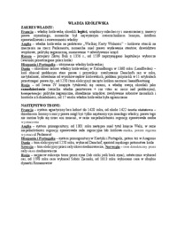 Monarchia stanowa - władza królewska - zakres władzy