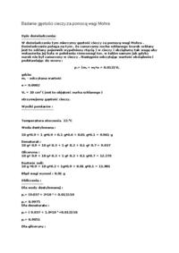 Badanie gęstości cieczy za pomocą wagi Mohra