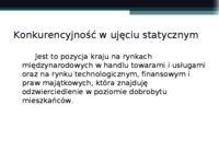 POLITYKA KSZTAŁTOWANIA MIĘDZYNARODOWEJ KONKURENCYJNOŚCI GOSPODARKI NARODOWEJ - prezentacja na konkurencyjność międznarodową