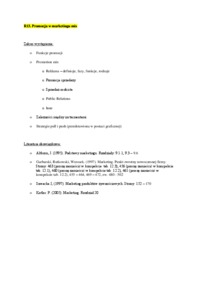 Promocja w marketingu mix - Wytyczne i literatura z wykładów podstaw marketingu