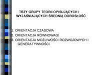 Orientacje teoretyczne w podejściu do średniej dorosłości