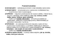 Układy koloidalne - podział