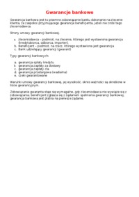 Gwarancje  bankowe - omówienie