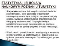 Metody statystyczne w turystyce